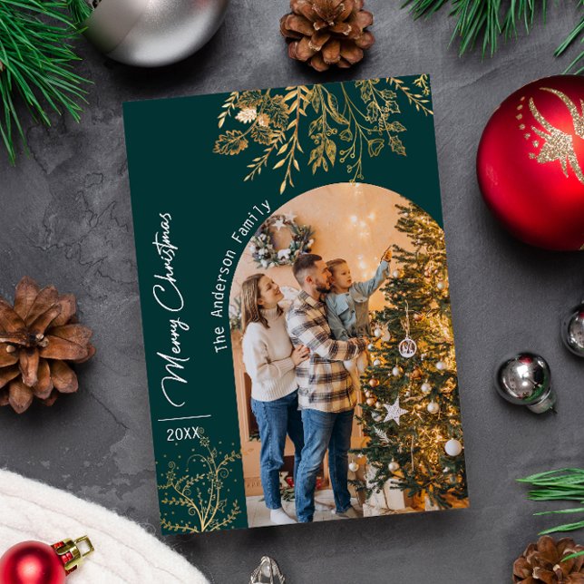 Golden Arch Photo Holiday Minimalist Christmas  Card (Creator Uploaded)