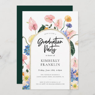 Golden Arch Summer Floral Graduation Party Invitat Invitation