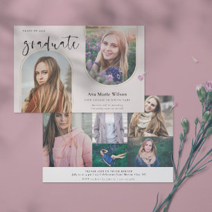 Golden Arches   Blush Photo Calligraphy Graduation Invitation