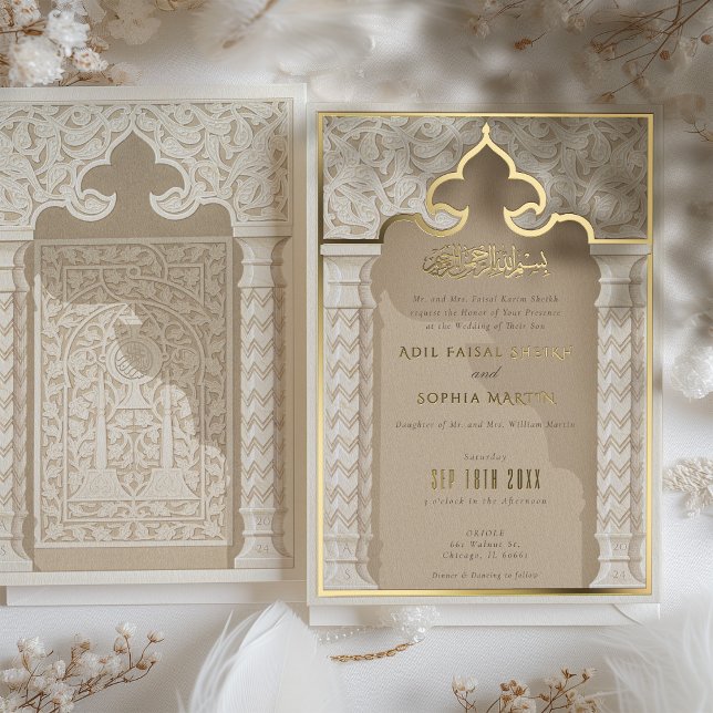 Golden Architectural Elegance Wedding Invitation (Creator Uploaded)