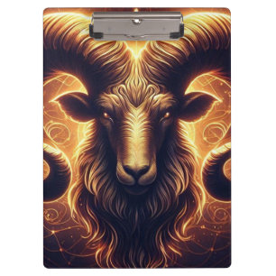 Golden Aries Zodiac Symbol Clipboard