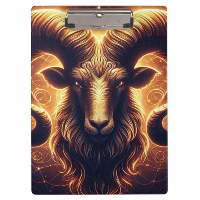 Golden Aries Zodiac Symbol Clipboard (Front)