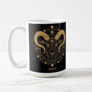 Golden Aries Zodiac Symbol With Ornaments Coffee Mug