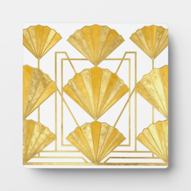 Golden Art Deco Fan Pattern Plaque (Front)