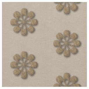 Golden Art Deco Flower Pattern Linen Fabric