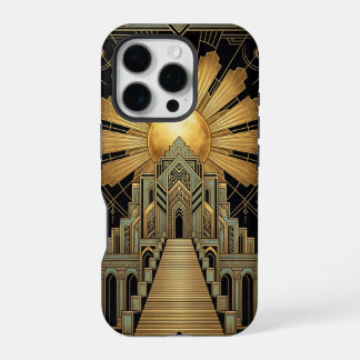 Golden Art Deco iPhone 16 Pro Case