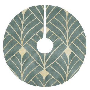 Golden Art Deco: Luxurious Seamless Style Brushed Polyester Tree Skirt