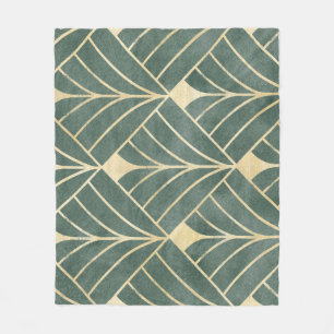 Golden Art Deco: Luxurious Seamless Style Fleece Blanket
