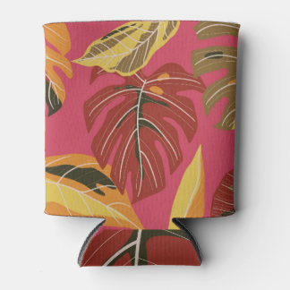 Golden Art Deco Nature Wallpaper Can Cooler