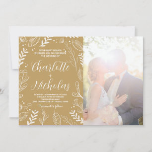 Golden Art Wedding Invitations with photo