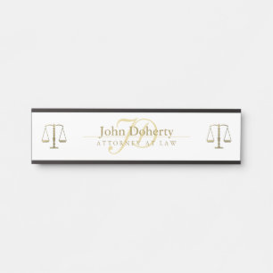 Golden ATTORNEY AT LAW Initials Door Sign