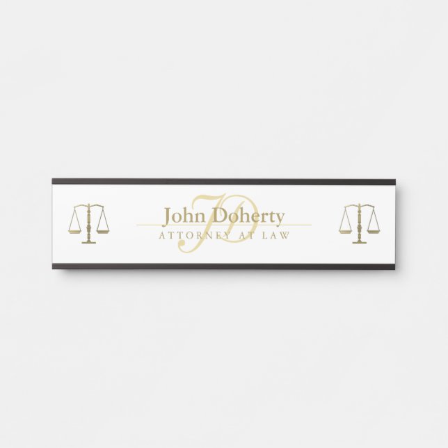 Golden ATTORNEY AT LAW | Initials Door Sign (Front)