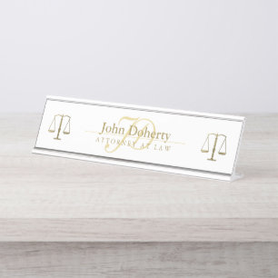 Golden ATTORNEY AT LAW   Initials Door Sign