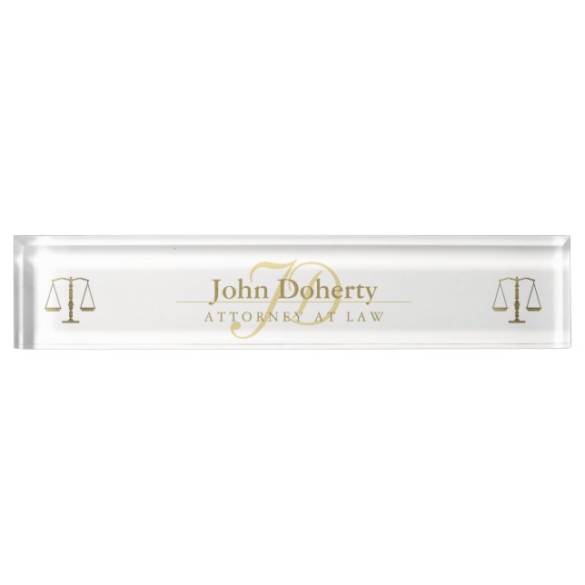 Golden ATTORNEY AT LAW | Initials Nameplate (Front)