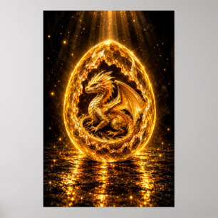 Golden Aura Dragon Egg Poster