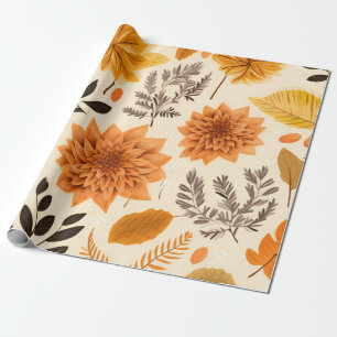 Golden Autumn Bloom Wrapping Paper