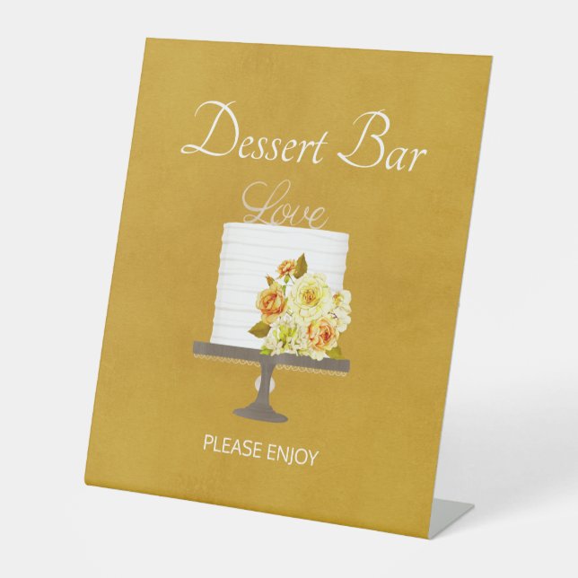 Golden Autumn Cake Dessert Bar Pedestal Sign (Front)