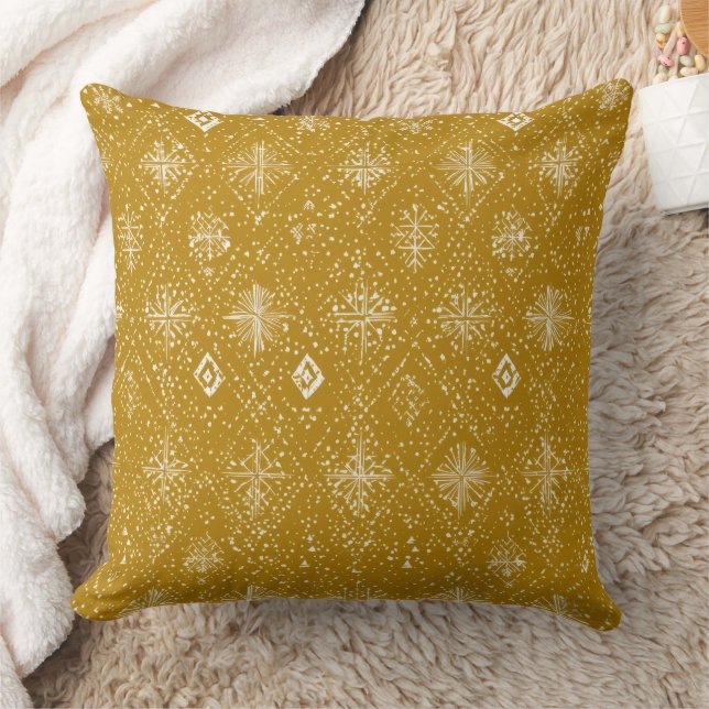 Golden Autumn Christmas Snowflake Pattern Cushion (Blanket)