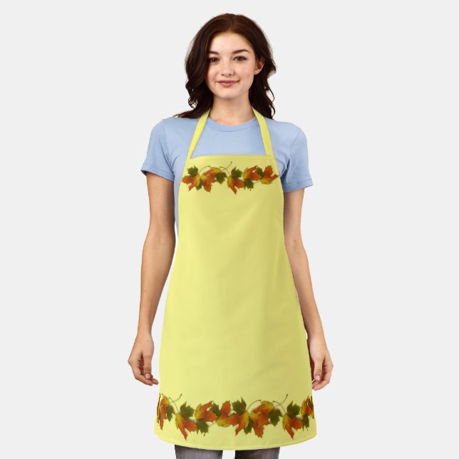 Golden Autumn Fall Leaves Apron (Worn)