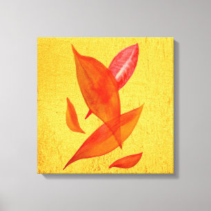 Golden Autumn Fall leaves modern art Canvas Print