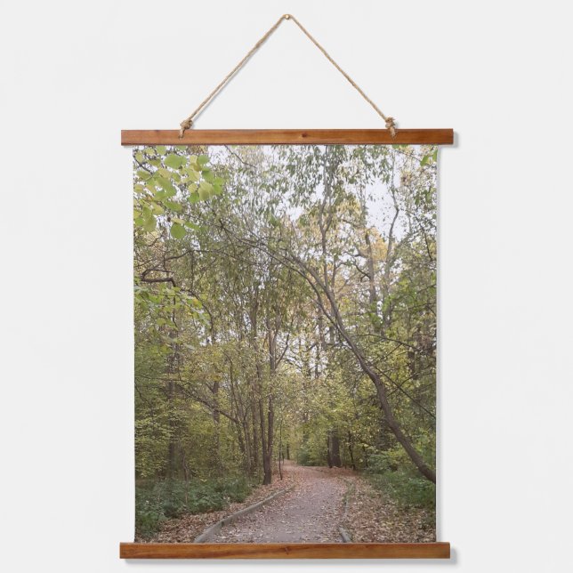 Golden Autumn Forest Path Hanging Tapestry (Front)