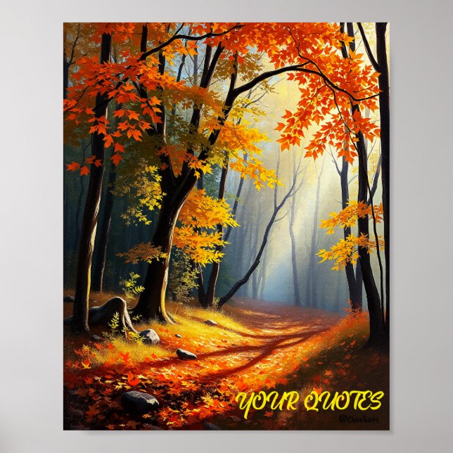 Golden Autumn Forest Path Poster (Front)