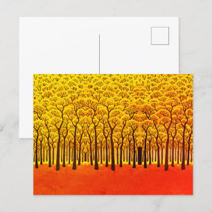 Golden Autumn Forest Postcard