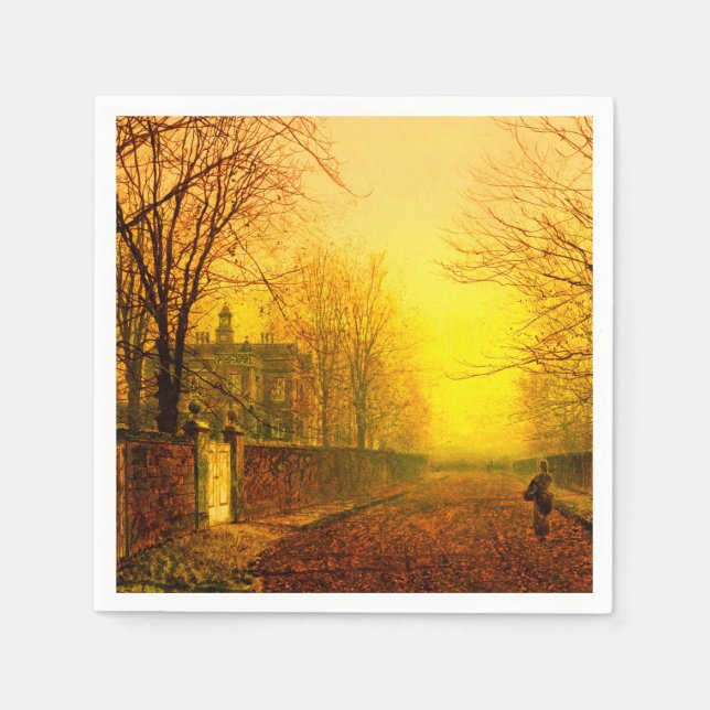 Golden Autumn John Atkinson Grimshaw Napkin (Front)