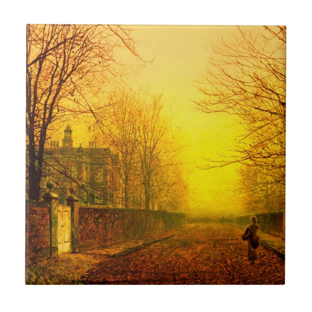 Golden Autumn John Atkinson Grimshaw Tile (Front)