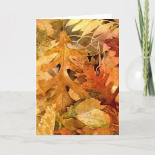 Golden Autumn Leaves-399 Holiday Card