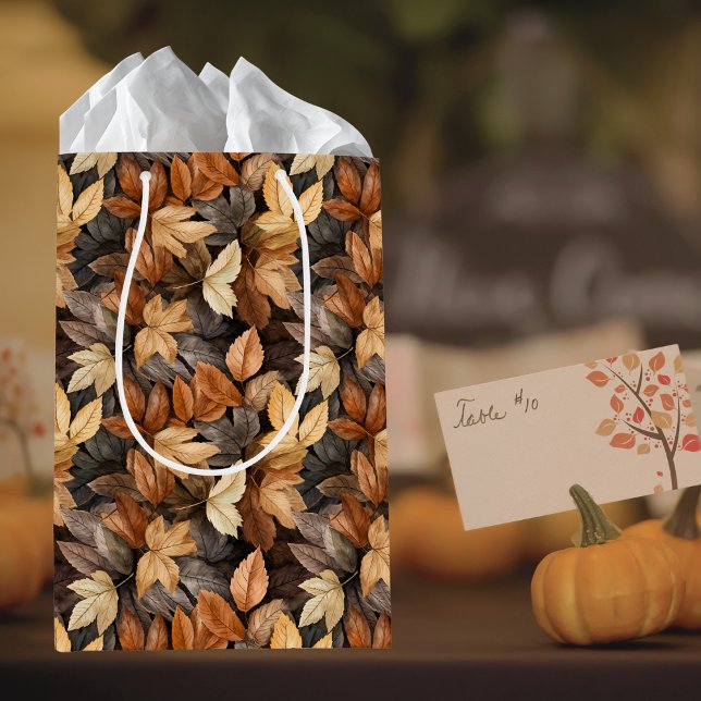 Golden Autumn Leaves Brown Fall Foliage Medium Gift Bag (Creator Uploaded)