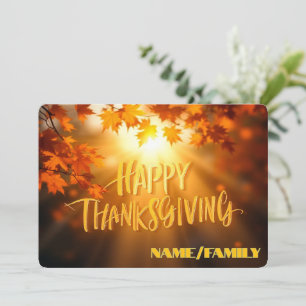 Golden Autumn Leaves – Happy Thanksgiving Holiday Card