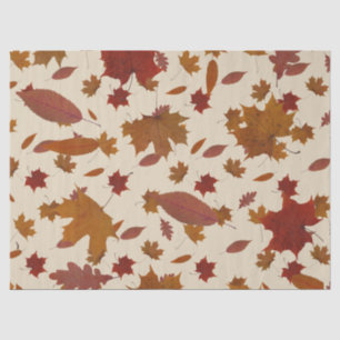 Golden Autumn Leaves on Custom Cream Colour Tissue Paper