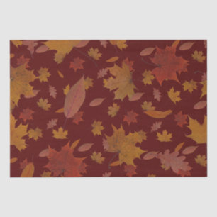 Golden Autumn Leaves on Custom Red Colour Tissue Paper
