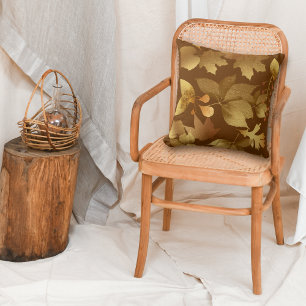 Golden Autumn Leaves Pattern Cushion