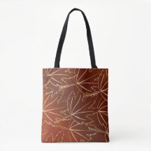 Golden autumn leaves pattern on brown