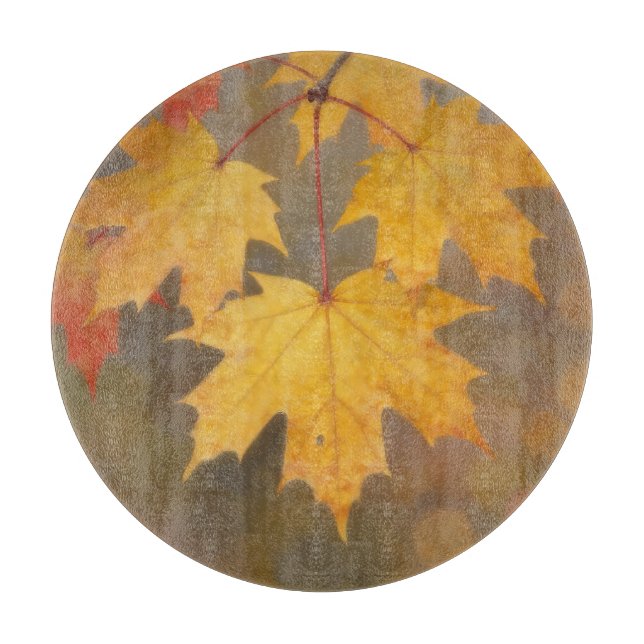 Golden Autumn Maple Leaves Cutting Board (Front)