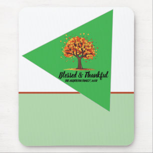 Golden Autumn Trees Happy Thanksgiving Greeting Mouse Pad