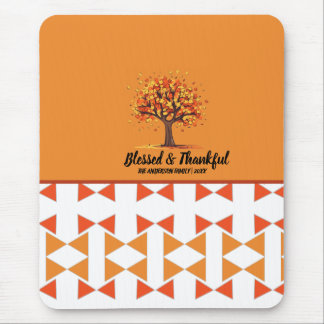 Golden Autumn Trees Happy Thanksgiving Greeting Mouse Pad