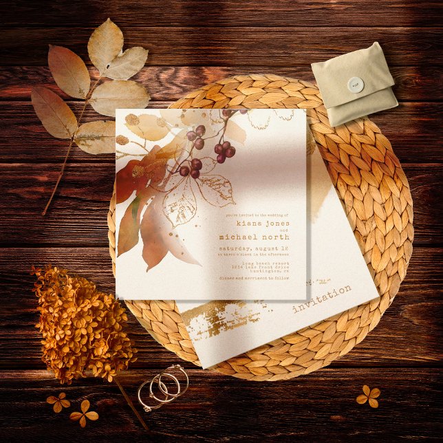 Golden Autumn Wedding Berries ID655 Invitation (Creator Uploaded)