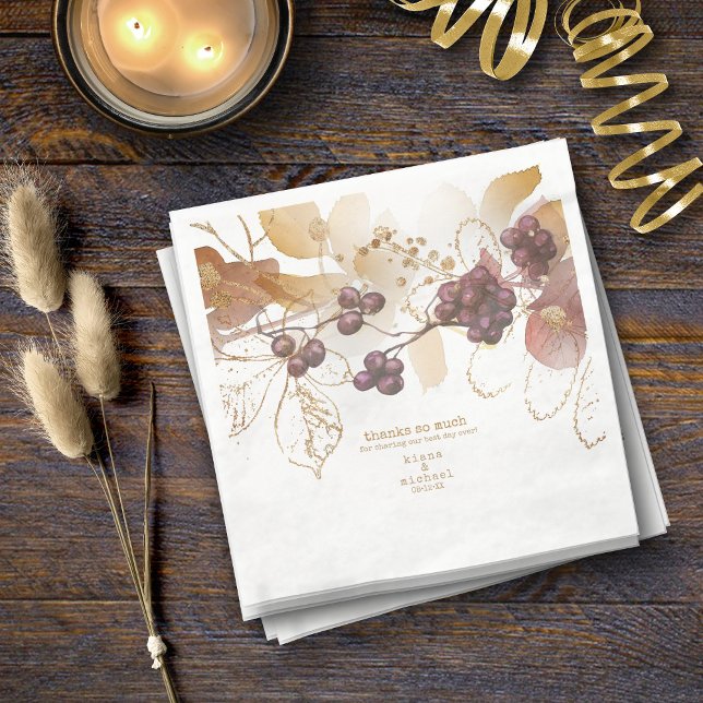 Golden Autumn Wedding Berries ID655 Napkin (Creator Uploaded)