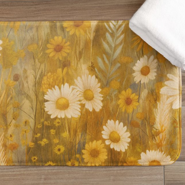 Golden Autumn Wildflower - Rustic Fall  Bath Mat (Creator Uploaded)