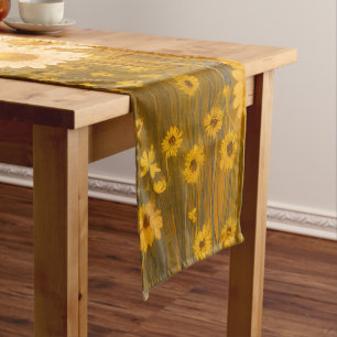 Golden Autumn Wildflower - Rustic Fall Short Table Runner