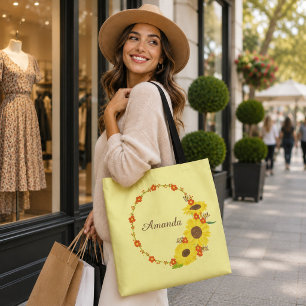 Golden Autumn Wildflower Wreath  Tote Bag