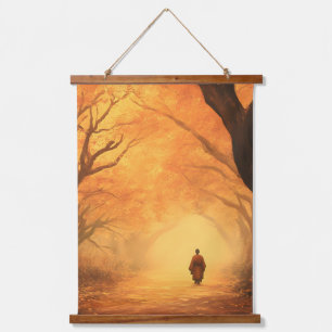 Golden Autumn Zen Path Hanging Tapestry