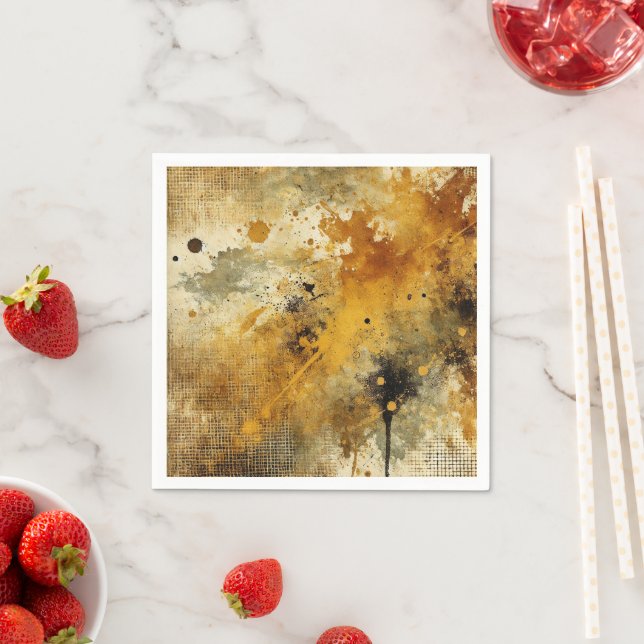 Golden Autumnal Harvest Distressed Ink Decoupage Napkin (Insitu)