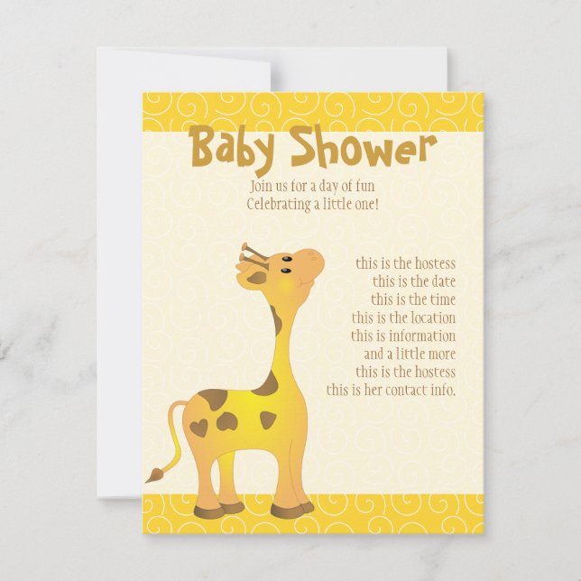 Golden Baby Giraffe Invitation (Front)