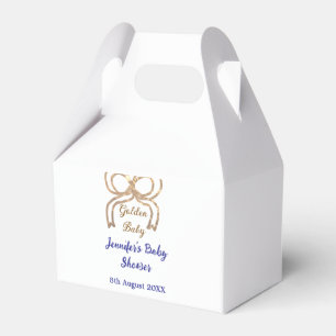 Golden baby glitter bow royal blue baby shower  favour box