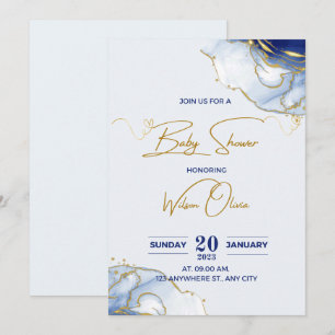 golden baby shower invitation bleu