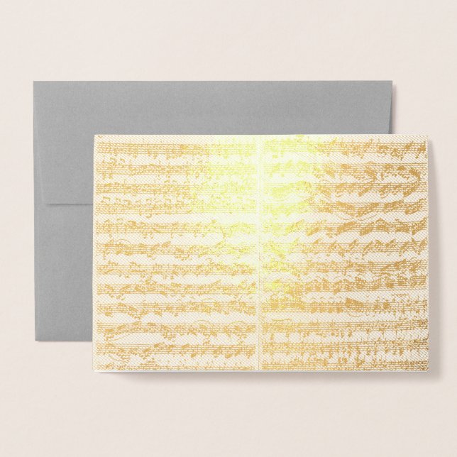 Golden Bach Chaconne Music Manuscript Foil Card (Front With Envelope)